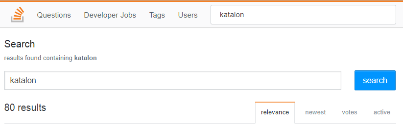 En janvier 2018, il y avait 80 posts StackOverflow sur Katalon